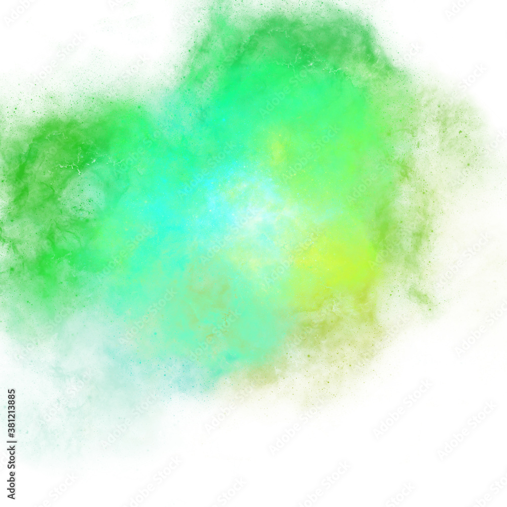 Shades of green stains of watercolor paint with a nebula gradient. Abstract backdrop wallpaper background, beautiful watercolor texture stains paint