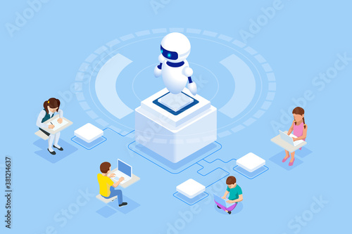 E-learning, Online Education at Home. Isometric concept for Digital Reading, E-classroom Textbook, Modern Education, Online Training and Course, Audio Tutorial, Distance Education, Ebook and Students