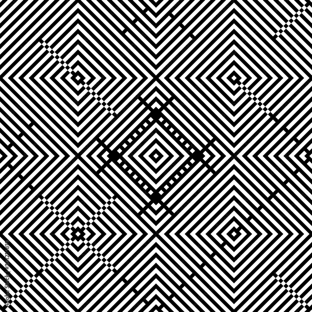 Rhombuses, diamonds, checks, squares, lines, strokes, curves seamless pattern. Geometrical ethnic ornament. Tribal background. Folk motif. Patchwork wallpaper. Ethnical textile print. Vector art Rhombuses, diamonds, checks, squares, lines, strokes, curves seamless pattern. Geometrical ethnic ornament. Tribal background. Folk motif. Patchwork wallpaper. Ethnical textile print. Vector art