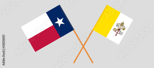 Crossed flags of the State of Texas and Vatican