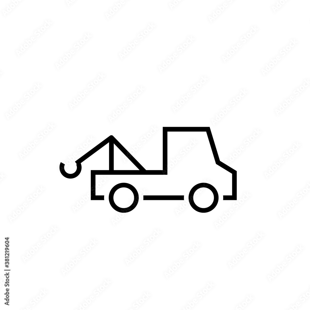 Tow truck line simple icon. Clipart image isolated on white background.
