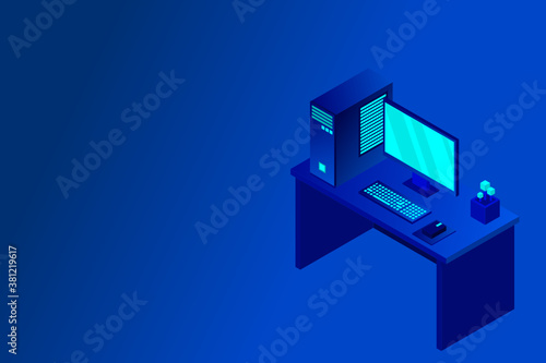 Isometric personal computer. Illustration suitable for advertising and promotion