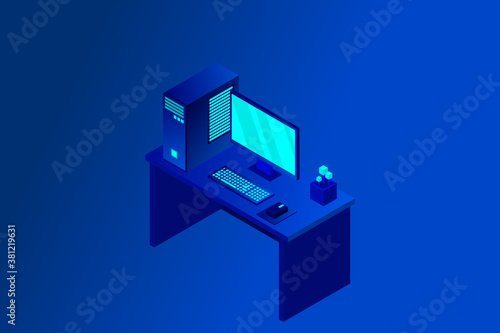 Isometric personal computer. Illustration suitable for advertising and promotion