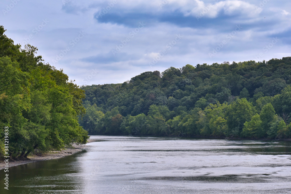 Looking north along the Delaware River from Bulls Island Bridge Looking north along the Delaware River from Bulls Island Bridge