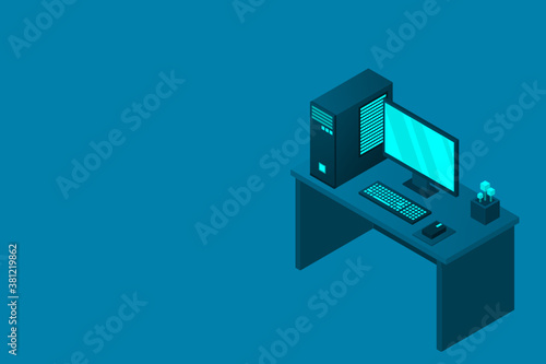 Isometric personal computer. Illustration suitable for advertising and promotion