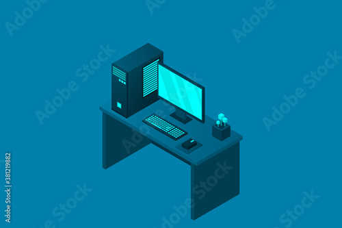Isometric personal computer. Illustration suitable for advertising and promotion
