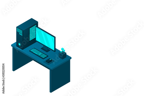 Isometric personal computer. Illustration suitable for advertising and promotion