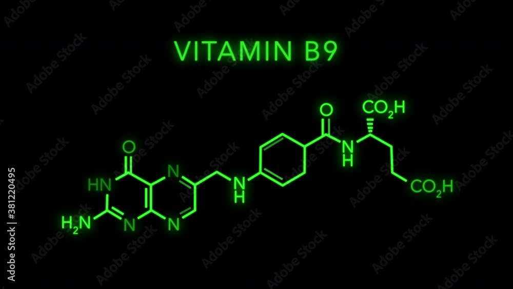 Folate also known as vitamin B9 and folacin Molecular Structure Symbol