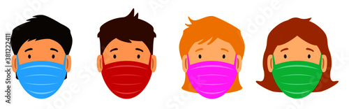 Personen mit Mundnasenschutz Masken