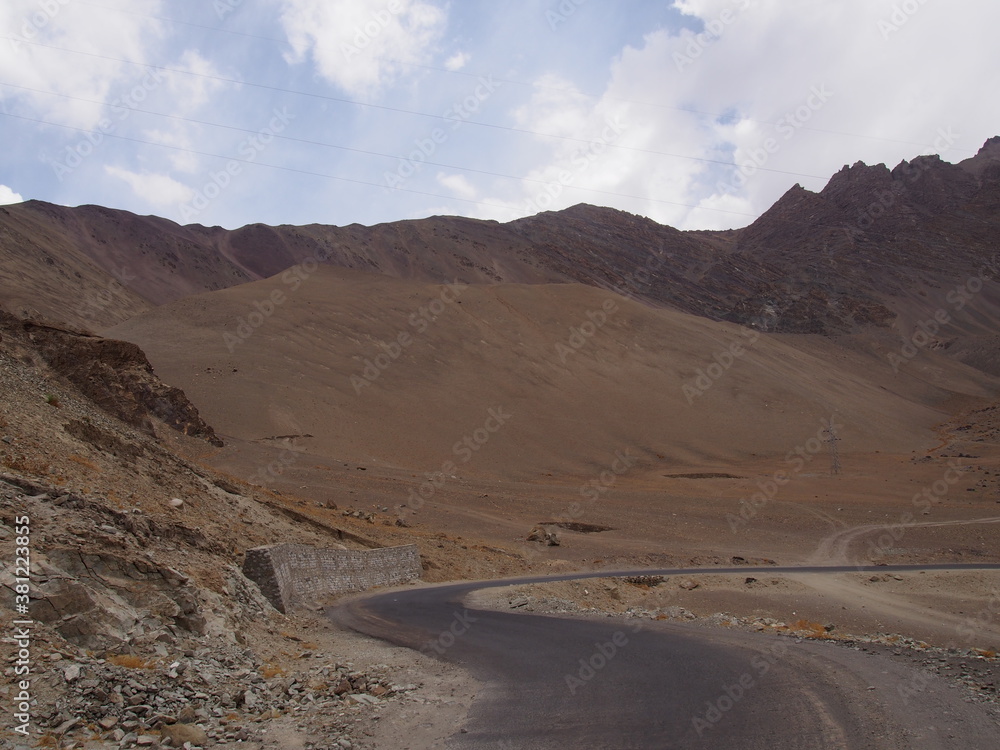 A wilderness road that leads to the town of Alchi, Alchi, Leh, Ladakh, Jammu and Kashmir, India