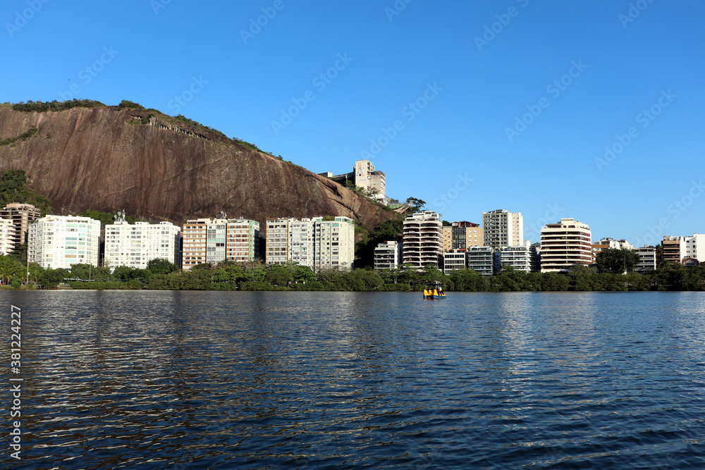 Rio de Janeiro, Rio de Janeiro, Brazil, Agost 30, 2020: Rodrigo de Freitas lagoon