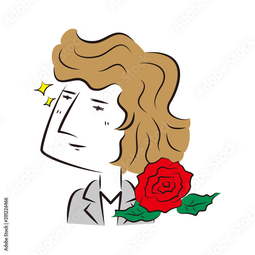 男性　キメ顔　バラ