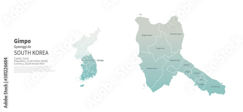 Gimpo map. Map by Administrative Region of Korea.