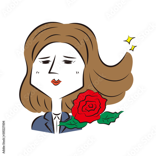 ビジネスウーマン　キメ顔　バラ