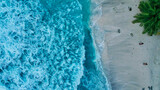 Overhead aerial view of beautiful sandy beach