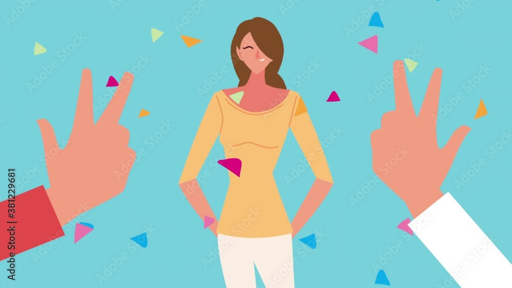 cute young woman character celebrating animation cute young woman character celebrating animation