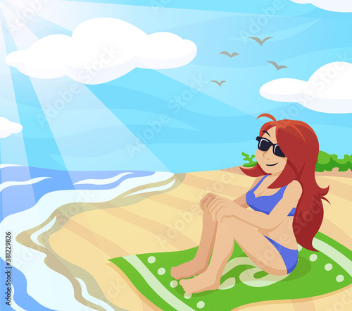 Girl sunbathing on the beach
