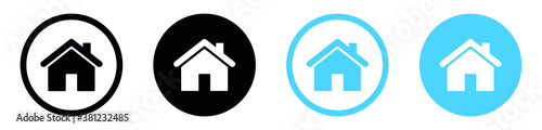 Web home icon for apps and websites, House icon, Home sign in circle or Main page icon  photo