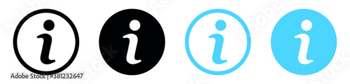 Information vector icon collection. Info icon, Black and blue information icon. Information, info simple vector icon, Help Logo, Hint Sign