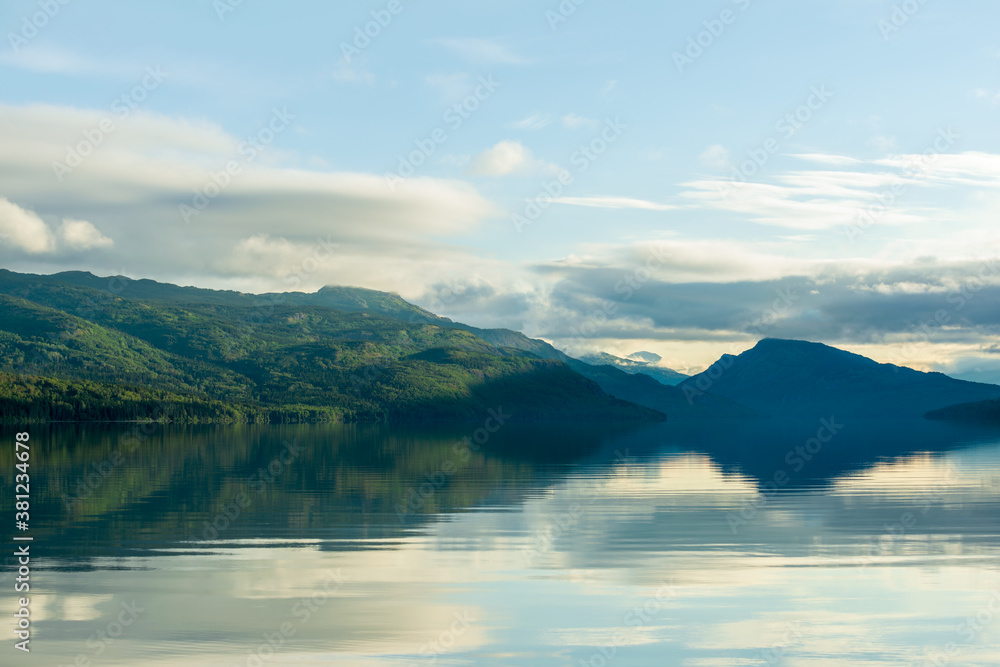 Sunrise on the lake at Kiniskan Lake Provincial Park, British Columbia, Canada