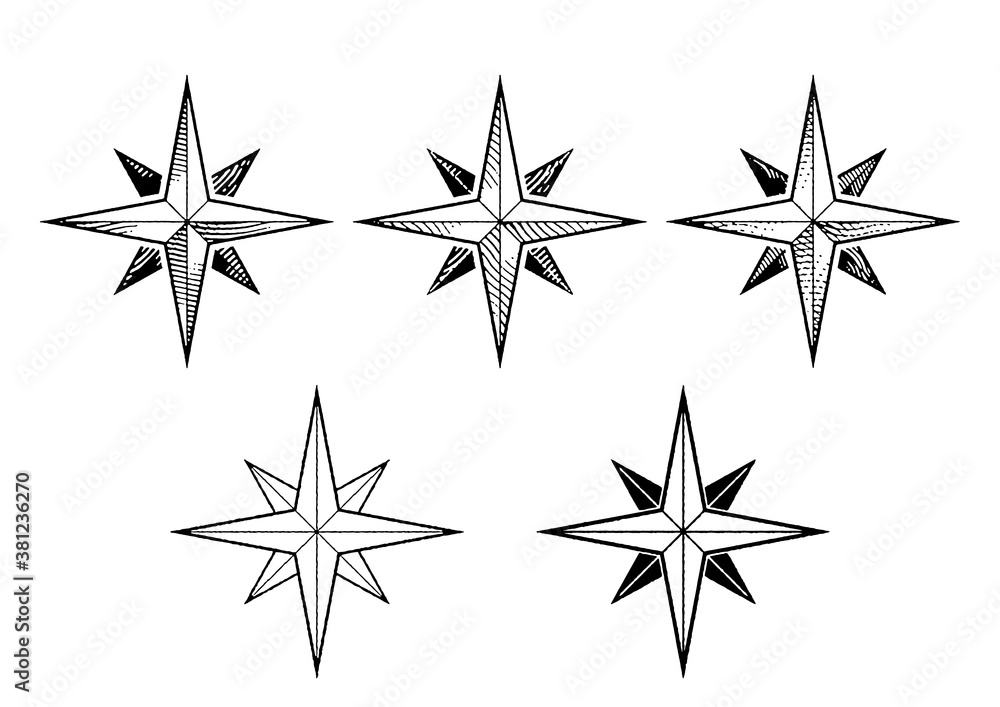 Fototapeta premium vintage engraving compass rose