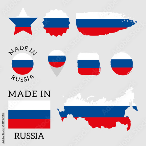 Set of flags of Russia. Vector Illustration