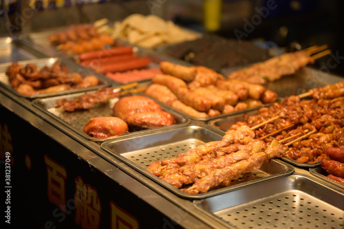 Chinese food at street night market in China town