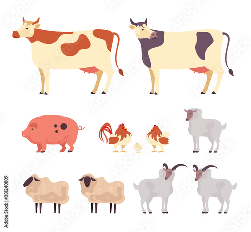 Farm animals isolated set. Vector flat graphic design cartoon illustration © Irina