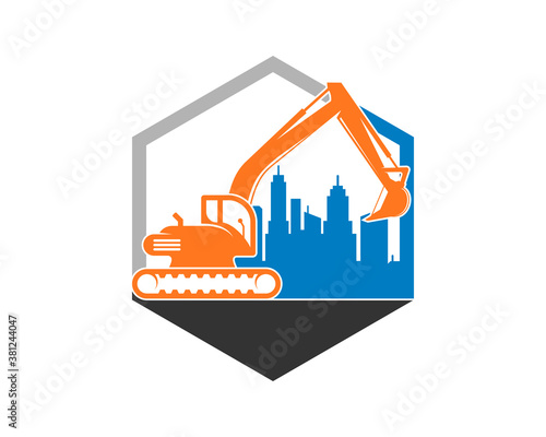 Excavator city building in the hexagon