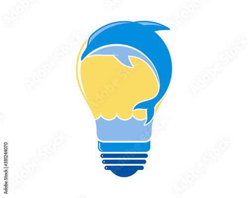 Jumping dolphin in the light bulb shape