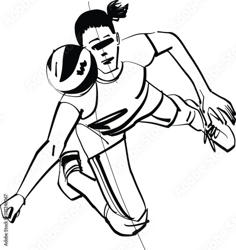 sketch of a volleyball player with a ball 