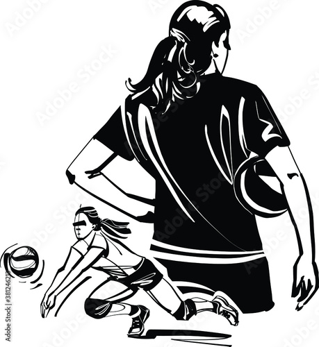 sketch of a volleyball player with a ball 