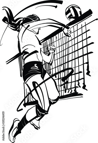 sketch of a volleyball player with a ball  photo