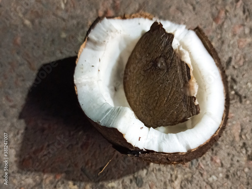 Old brown organic coconut f...