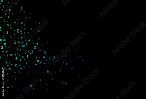 Dark BLUE vector template with math simbols.
