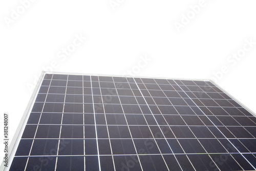 A solar panel in front of white background