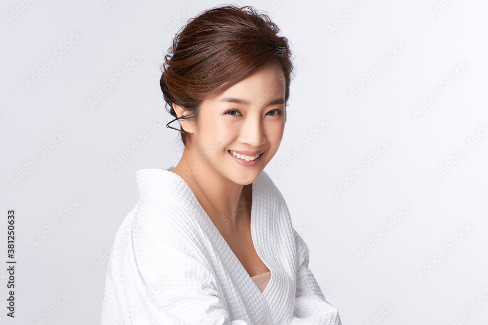 Beautiful young asian woman with clean fresh skin on white background, Face care, Facial treatment, Cosmetology, beauty and spa, Asian women portrait Beautiful young asian woman with clean fresh skin on white background, Face care, Facial treatment, Cosmetology, beauty and spa, Asian women portrait