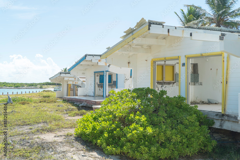 Damage abandon homes as a result of hurricanes and storms hitting the Caribbean island of St.Maarten Damage abandon homes as a result of hurricanes and storms hitting the Caribbean island of St.Maarten