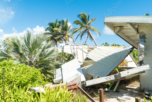 Damage abandon homes as a result of hurricanes and storms hitting the Caribbean island of St.Maarten photo