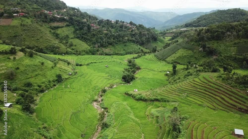 Top view Terraced rice field at Mae Cham Chiangmai Northern Thailand Top view Terraced rice field at Mae Cham Chiangmai Northern Thailand