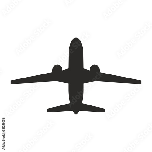 Airplane icon. Flying plane. Air transport. Commercial aviation. Vector icon isolated on white background.