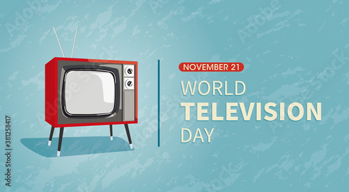 Vintage television cartoon vector illustration.World Television Day illustration. Suitable for greeting card, poster and banner.