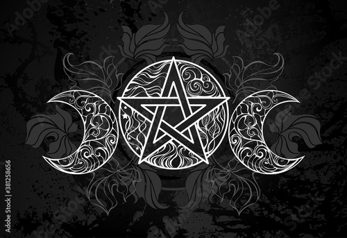 White pentagram with leaves photo