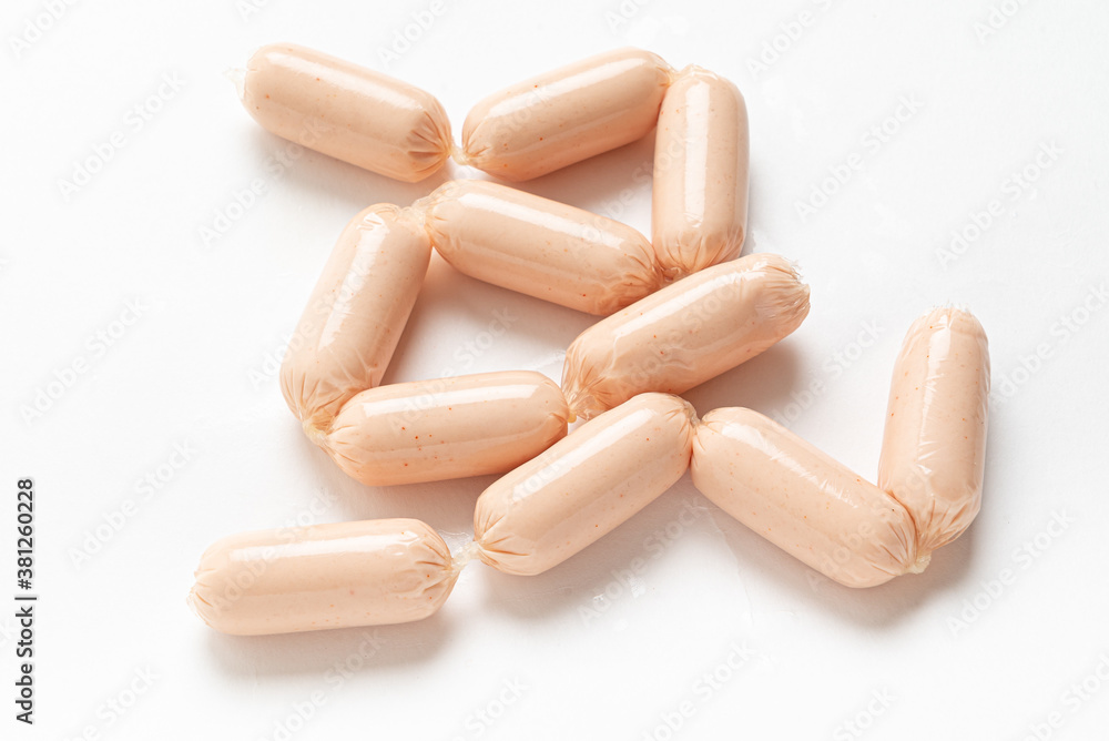 chicken sausage on the white background chicken sausage on the white background