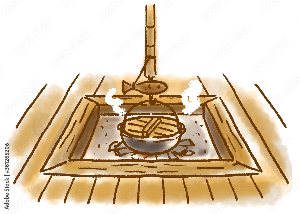 味のある水彩画風の囲炉裏のイラスト Stock Vector Adobe Stock 味のある水彩画風の囲炉裏のイラスト Stock Vector Adobe Stock