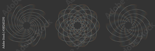 Design elements. Guilloche elements for make diploma or certificate. Set