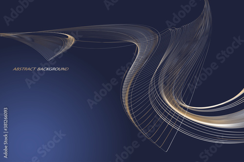 Modern abstract background with golden lines. curved linear pattern