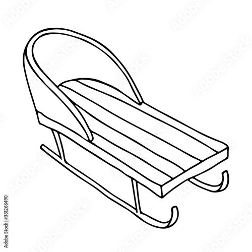Sleigh for children.  For children's winter entertainment.  Vector.  Doodle style.