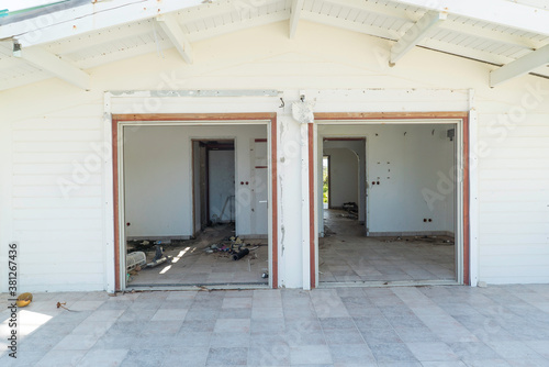 Damage abandon homes as a result of hurricanes and storms hitting the Caribbean island of St.Maarten