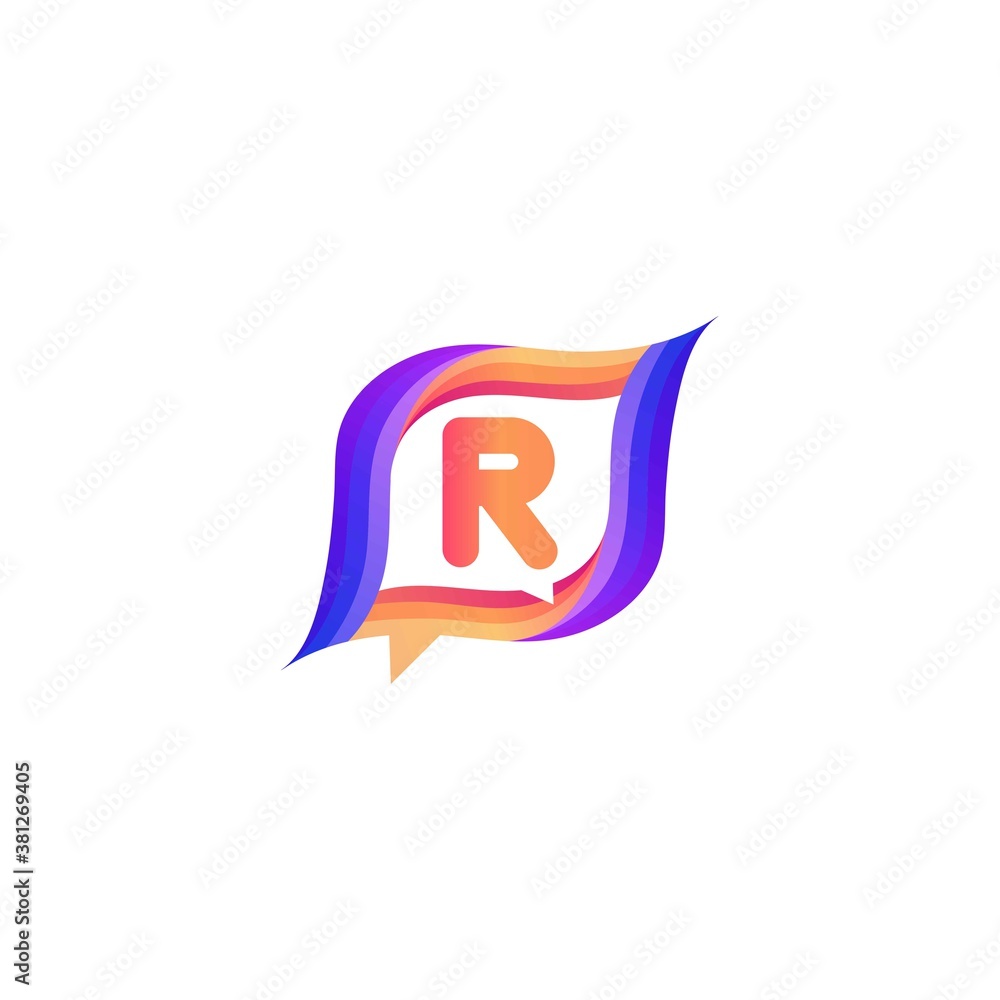 r letter abstract colorful on rectangle chat icon logo r letter abstract colorful on rectangle chat icon logo
